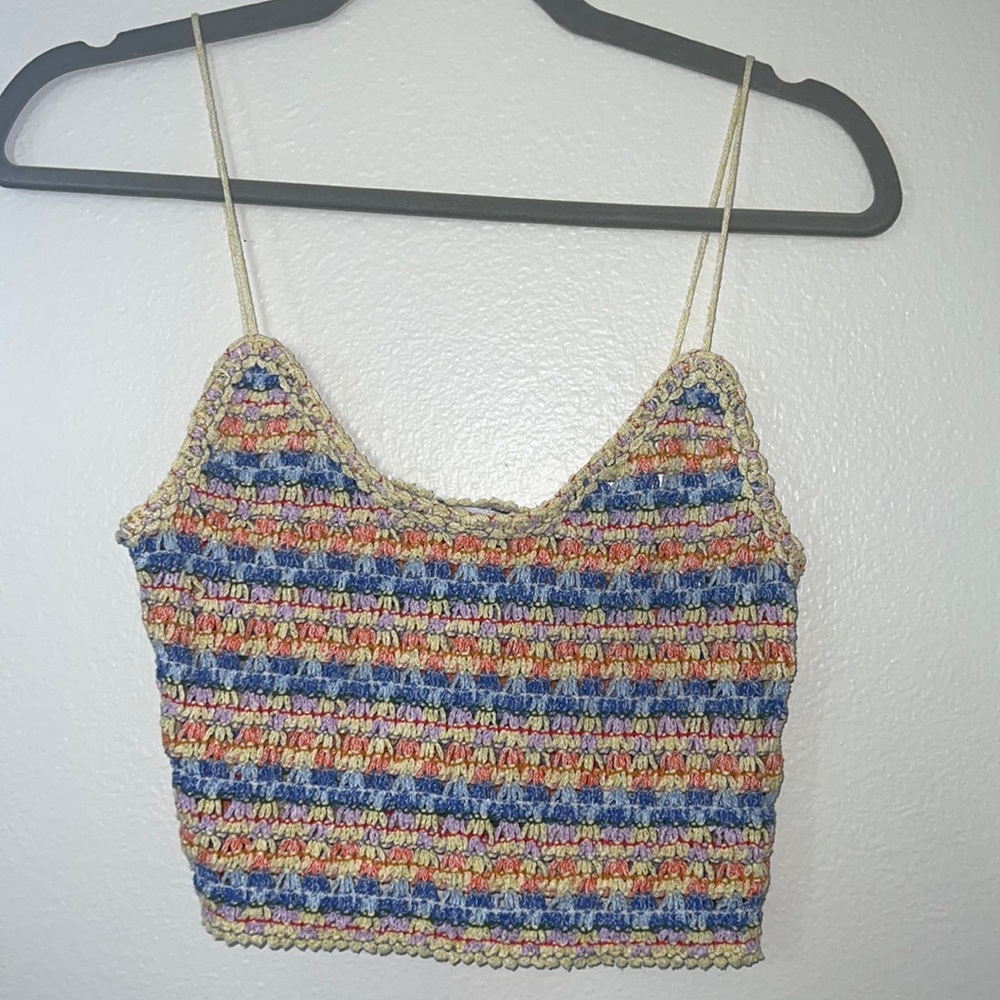 NWOT Zara Multicolor Crochet Knit Top